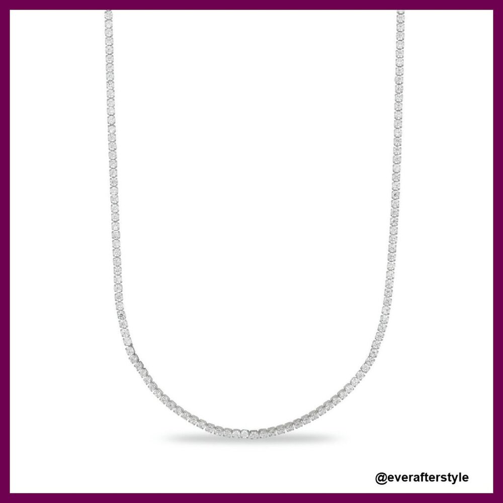 Gold-Plated Tennis Chain Necklace Elegant Minimal Chic Layering Statement